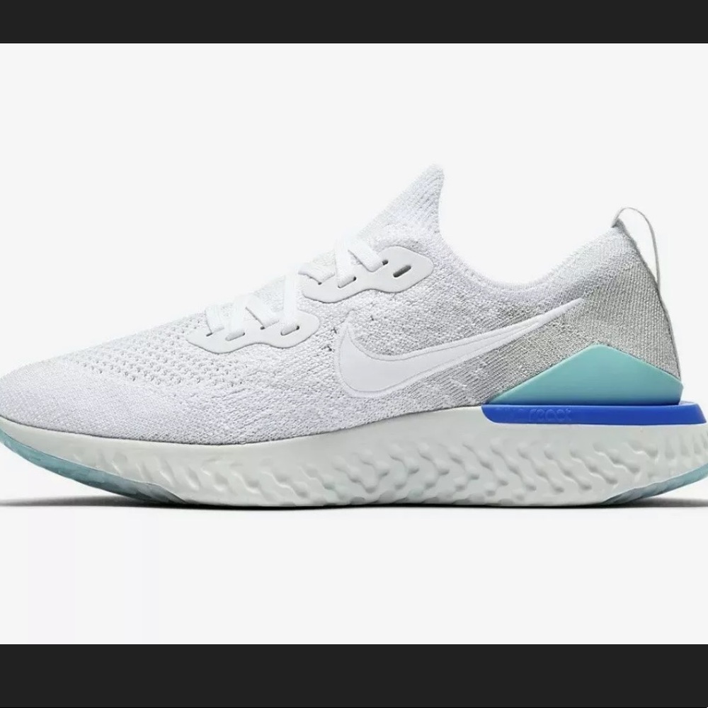 New Women's Nike Epic React Flyknit 2 White/Aqua